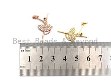 Load image into Gallery viewer, CZ Clear/Black Micro Pave Ballet Dancer Pendant Charm, CZ Pave Ballerina Pendant, Gold/Rose Gold/Silver/Gunmetal plated,13x26mm, Sku#F794