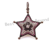 Load image into Gallery viewer, CZ Micro Pave Multi Color Star/Starfish Pendant with Diamond Bail, Cubic Zirconia Pendant,Gold/Rose Gold/Silver/Black Tone,30x40mm,SKU#F6