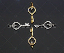 Load image into Gallery viewer, CZ Micro Pave Heart On Key Shape Pendant, Gold/Silver Plated Jewelry, Necklace Bracelet Charm Pendant, 14x28mm,sku#F1242