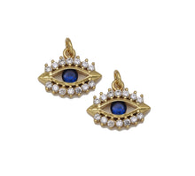Load image into Gallery viewer, Gold Cobalt Blue CZ Evil Eye Charm, Sku#LX95