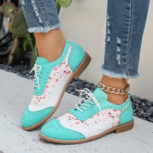 Load image into Gallery viewer, Women's Color-Block Lace-Up Flats Round Toe Casual Shoes – Plus Sizes