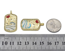 Load image into Gallery viewer, Enamel Sun Rising over the Sea Ocean Waves Tag Charm, Sku#JL146