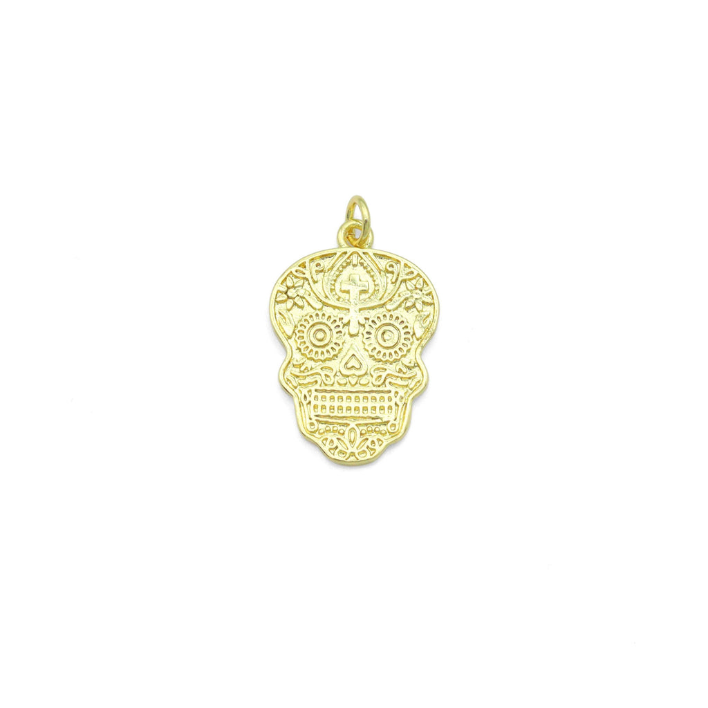 Gold Skull Head Charm Pendant, Sku#LK1103