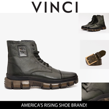Load image into Gallery viewer, The Ottova Green Leather Lace-Up Sneaker Men Boot with a Zipper