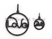 Load image into Gallery viewer, Black CZ Pave On Black  Micro Pave Love Shaped Round Pendant,Cubic Zirconia Love Pave Pendant Beads, Pave Pendant, 27x30/12x15mm, SKU#F364