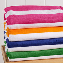 Load image into Gallery viewer, Cotton Velour Cabana Stripe Beach Towel - Novia Collection