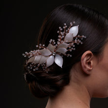 Load image into Gallery viewer, Handcrafted Rose Gold Bridal Hair Comb with Crystal Beads and Silver-Plated Wire - Elegant Wedding Hair Accessories for Brides and Bridesmaids