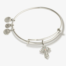 Load image into Gallery viewer, Floral Cross Charm Bangle Bracelet