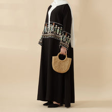 Load image into Gallery viewer, Floral Embroidered Crepe Open Abaya (MOA128)