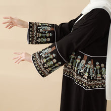 Load image into Gallery viewer, Floral Embroidered Crepe Open Abaya (MOA128)