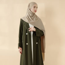 Load image into Gallery viewer, Forest Green Contrast Stitching Double-Breasted Trench Coat Thin Open Abaya (MOA122)
