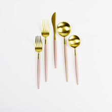 Load image into Gallery viewer, Pink and Gold Obelisk Flatware-20 Pieces