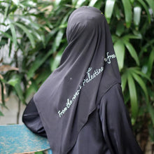 Load image into Gallery viewer, Free Palestine Chiffon Hijab – Cultural Statement Scarf with Arabic Letter Design (MH107）