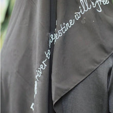 Load image into Gallery viewer, Free Palestine Chiffon Hijab – Cultural Statement Scarf with Arabic Letter Design (MH107）
