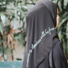 Load image into Gallery viewer, Free Palestine Chiffon Hijab – Cultural Statement Scarf with Arabic Letter Design (MH107）
