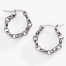 Load image into Gallery viewer, Frozen Mariner Chain Hoop Earrings