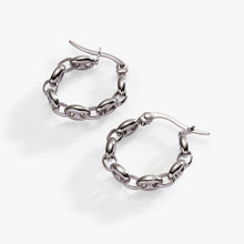 Load image into Gallery viewer, Frozen Mariner Chain Hoop Earrings