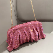 Load image into Gallery viewer, Full of Diamond Pleated Clouds Dinner Bag One Shoulder Crossbody Clamp Women's Bag (MAC257)