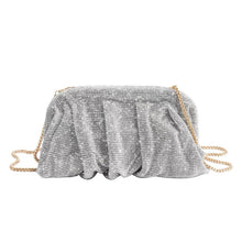 Load image into Gallery viewer, Full of Diamond Pleated Clouds Dinner Bag One Shoulder Crossbody Clamp Women's Bag (MAC257)
