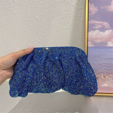 Load image into Gallery viewer, Full of Diamond Pleated Clouds Dinner Bag One Shoulder Crossbody Clamp Women's Bag (MAC257)