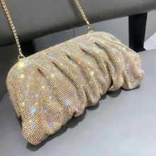 Load image into Gallery viewer, Full of Diamond Pleated Clouds Dinner Bag One Shoulder Crossbody Clamp Women's Bag (MAC257)