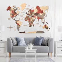 Load image into Gallery viewer, 3D Wooden World Map Fusion