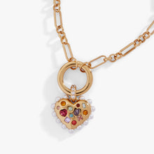 Load image into Gallery viewer, Puffy Heart Gemstone And Pearl Chain Bolo Bracelet
