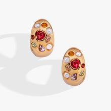 Load image into Gallery viewer, Gemstone Puffy Huggie Hoop Earrings