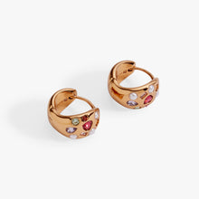 Load image into Gallery viewer, Gemstone Puffy Huggie Hoop Earrings