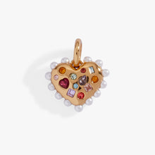 Load image into Gallery viewer, Puffy Heart Gemstone And Pearl Charm