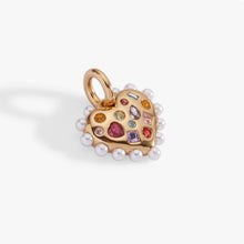 Load image into Gallery viewer, Puffy Heart Gemstone And Pearl Charm