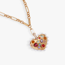 Load image into Gallery viewer, Puffy Heart Gemstone And Pearl Pendant Necklace