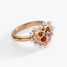 Load image into Gallery viewer, Puffy Heart Gemstone And Pearl Statement Ring