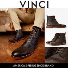Load image into Gallery viewer, The Anderson Brown Leather &amp; Suede Brogue Lace-Up Men Boot with a Zipper