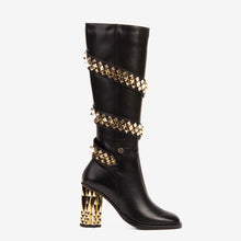 Load image into Gallery viewer, The Gladiator Black Leather Knee High Women Boot
