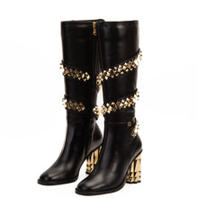 Load image into Gallery viewer, The Gladiator Black Leather Knee High Women Boot