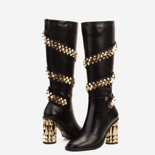 Load image into Gallery viewer, The Gladiator Black Leather Knee High Women Boot