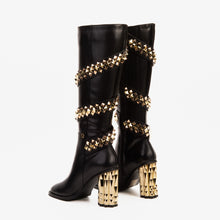 Load image into Gallery viewer, The Gladiator Black Leather Knee High Women Boot