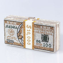 Load image into Gallery viewer, ‌Glamorous Fully Bedazzled Dollar Motif Evening Bag Party Clutch (MAC293)