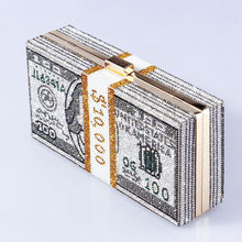 Load image into Gallery viewer, ‌Glamorous Fully Bedazzled Dollar Motif Evening Bag Party Clutch (MAC293)