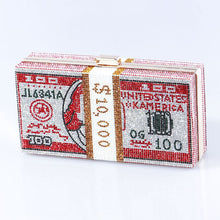 Load image into Gallery viewer, ‌Glamorous Fully Bedazzled Dollar Motif Evening Bag Party Clutch (MAC293)