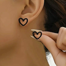 Load image into Gallery viewer, Glossy Hollow Heart Design Stud Earrings