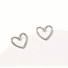 Load image into Gallery viewer, Glossy Hollow Heart Design Stud Earrings