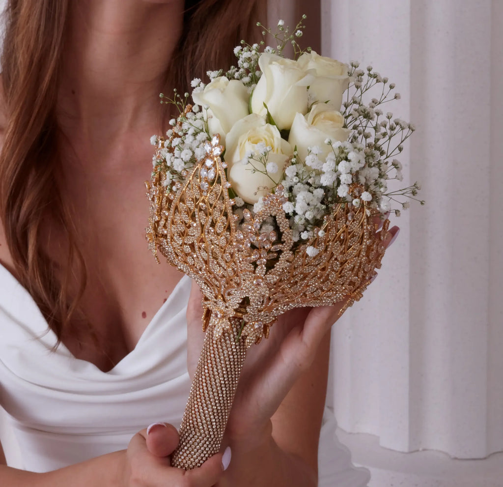 Gold Bouquet Holder, Gold Wedding Bouquet