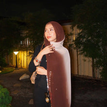 Load image into Gallery viewer, Gradient Colour Pearl Chiffon Beaded Chain Hijab (MH137)