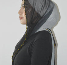 Load image into Gallery viewer, Gradient Colour Pearl Chiffon Beaded Chain Hijab (MH137)