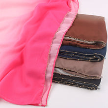 Load image into Gallery viewer, Gradient Colour Pearl Chiffon Beaded Chain Hijab (MH137)