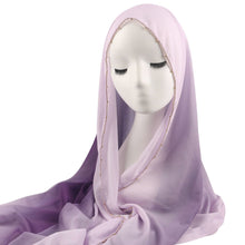 Load image into Gallery viewer, Gradient Colour Pearl Chiffon Beaded Chain Hijab (MH137)