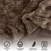 Load image into Gallery viewer, Ruched Faux Fur Throw Blanket - Alondra Collection