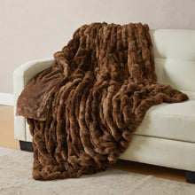 Load image into Gallery viewer, Ruched Faux Fur Throw Blanket - Alondra Collection